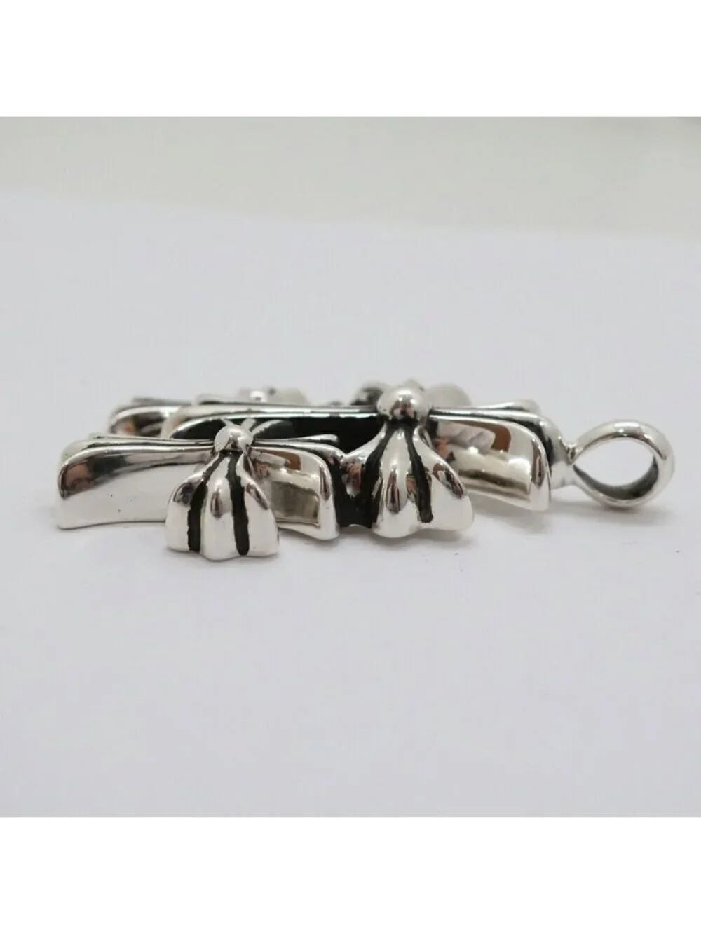 Chrome Hearts Ten 3 CH Crs Sml Triple CH Black 925 Sterling Silver Receipt
